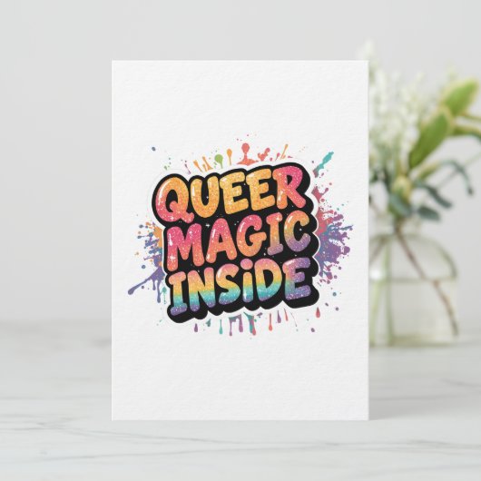 クィア・マジック・インサイド LGBTQプライド 引用 デザイン 招待状 (スタンド正面)