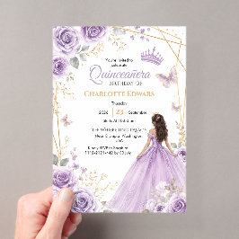 クィンセイェーラ 誕生日 招待状 紫のMis Quince