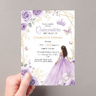 クィンセイェーラ 誕生日 招待状 紫のMis Quince