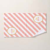 クィーンマムズクラウンオンコーラル&ホワイトストライプの バスタオルセット (ハンドタオル)