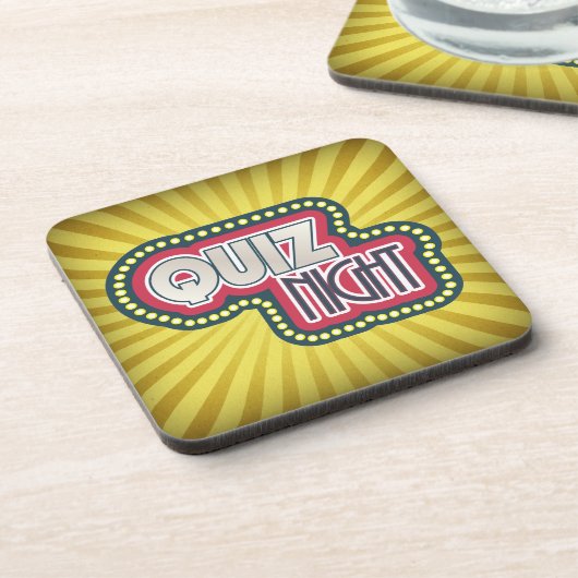 クイズナイトトリビアパーティーイエロー日が差すこと コースター (左側)