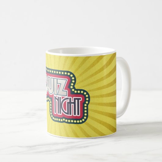クイズナイトトリビアパーティーイエロー日が差すこと コーヒーマグカップ (正面右)