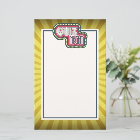 クイズナイトトリビアパーティーイエロー日が差すこと 便箋 (スタンド正面)