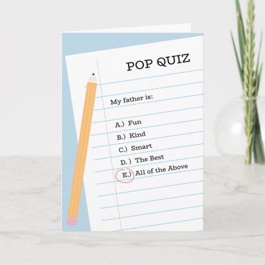 クイズポップ・アートの父親の日の折り畳みグリーティングカード カード (正面)