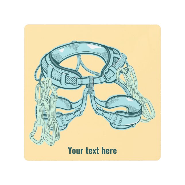 クイック描画登山ハーネスのロック メタルプリント (正面)