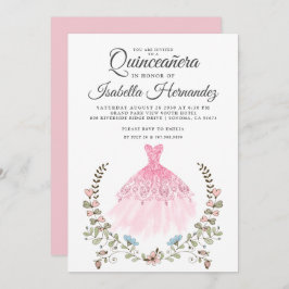 クイネアナガウンドレスフローラピンク招待状 招待状