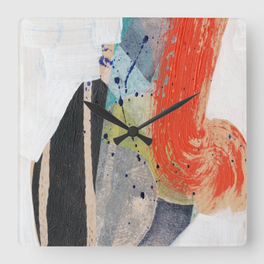 クイポップ・アートのルクI スクエア壁時計 (正面)
