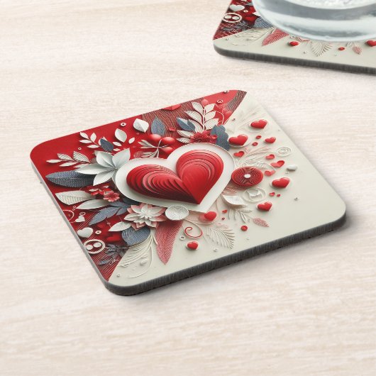 クイリングハート花デザインバレンタインデー コースター (左側)
