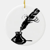 クイルおよびインク瓶 セラミックオーナメント (裏面)