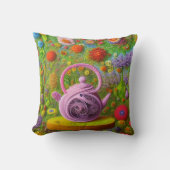 クイルお洒落ティーポットの風景 クッション (正面)