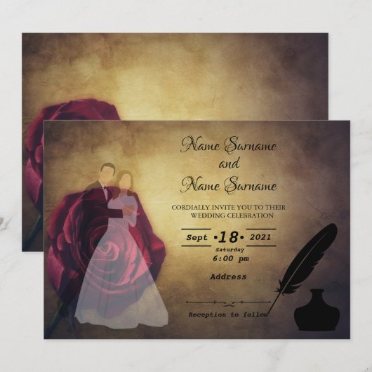 クイルとインクウェル 招待状 (正面/裏面)