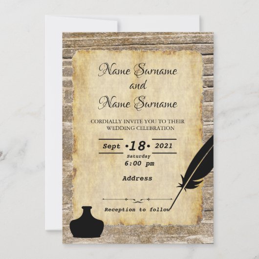 クイルとインクウェル 招待状 (正面)