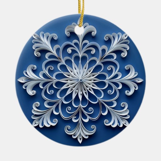 クイルスノーフレークデザインパーソナライズされたオーナメント セラミックオーナメント (正面)