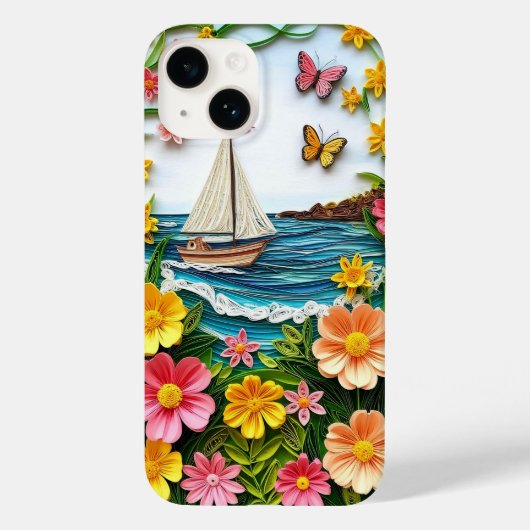 クイルドアートの帆船の風景 Case-Mate iPhoneケース (裏面)