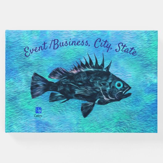 クイルバックロックフィッシュオンブルー – ゲストブック (正面)