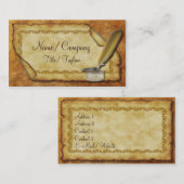 クイルペンおよび羊皮紙 名刺 (正面/裏面)