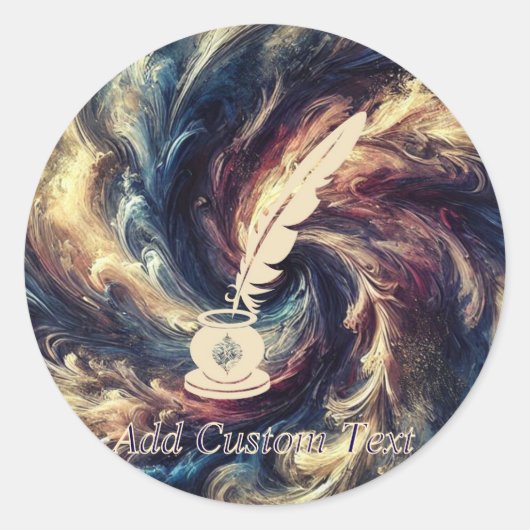 クイルモダン抽象芸術アート ラウンドシール (正面)