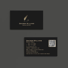 クイルモバイル公証人ブラック金ゴールドQRコード 名刺