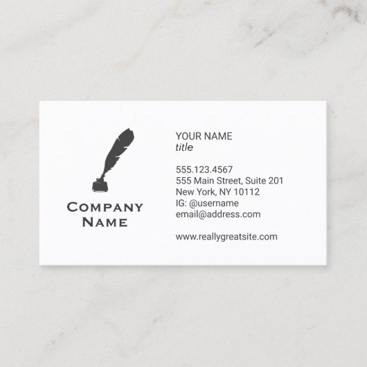 クイル及びインクボトル名刺 名刺 (正面)