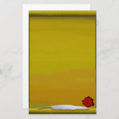 クイル及び赤いワックスのドラゴンのシールが付いている羊皮紙 便箋 (正面/裏面)