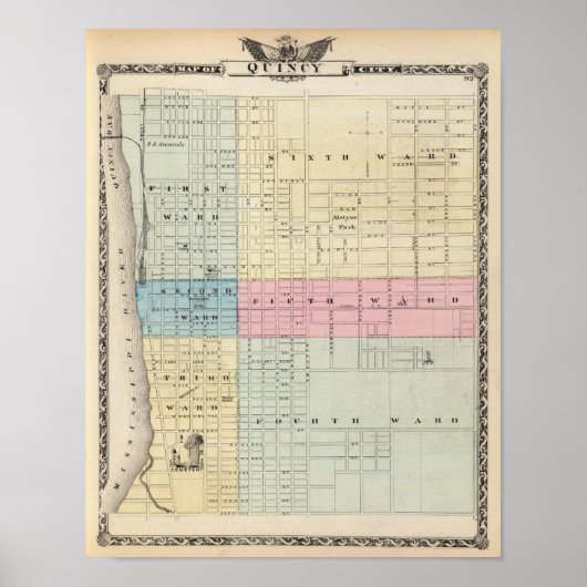 クインシーの地図 ポスター (正面)