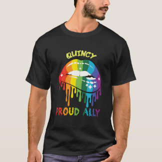 クインシー プラウド アライ LGBTQ マサチューセッツ プライド MA スローガン Tシャツ