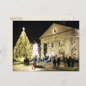 クインシー・マーケットのクリスマスツリー ボストン ポストカード (正面/裏面)