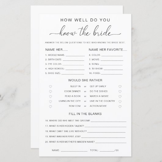 クインスクリプトどのように良く花嫁のゲームを知っている (正面/裏面)