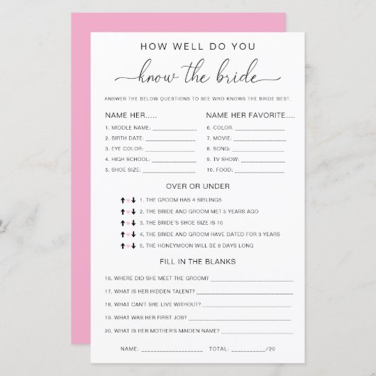 クインスクリプトどのように良く花嫁のゲームを知っている (正面/裏面)