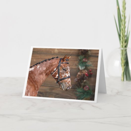 クインストラップスタリオンホースクリスマスホリデーカード サンキューカード (正面)
