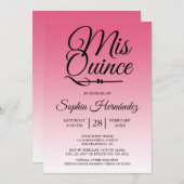 クインセアニェーラ ホットピンク 15歳の誕生日 招待状 (正面/裏面)