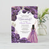 クインセニェラリーガルパ王室のープル&バラ金ゴールド&ガウン 招待状 (スタンド正面)