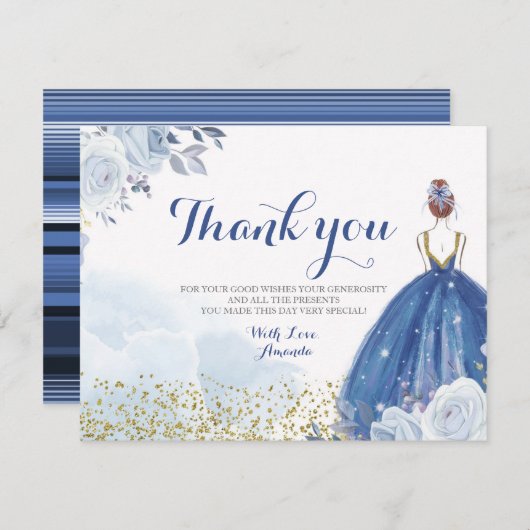 クインセニェラ15アーノスブルーフラワーズサンキューカード サンキューカード (正面/裏面)