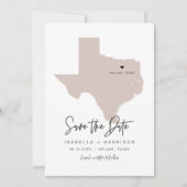 クインダラステキサス州赤面ピンクマップザデイト 招待状 (正面)