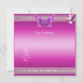 クインチェネラ15thフシアピンクシルバーティアラ・バタフライ 招待状 (裏面)