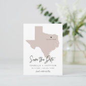 クインテキサス州マップ日付を保存(移動ハート!) ポストカード (スタンド正面)