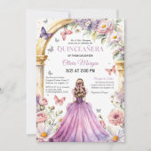 クインテンセラグラムパープルドレスバースデーパーティー サンキューカード (正面)
