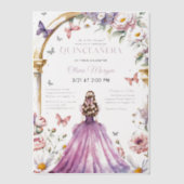 クインテンセラグラムパープルドレスバースデーパーティー ベラム紙招待状 (正面)