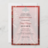 クインテンセラグラムレッドドレスバースデーパーティー招待状 サンキューカード (裏面)