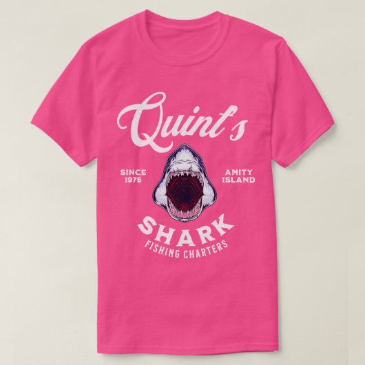 クイント魚釣りチャーターズ1975年アミティアイランド以来 Tシャツ (デザイン正面)