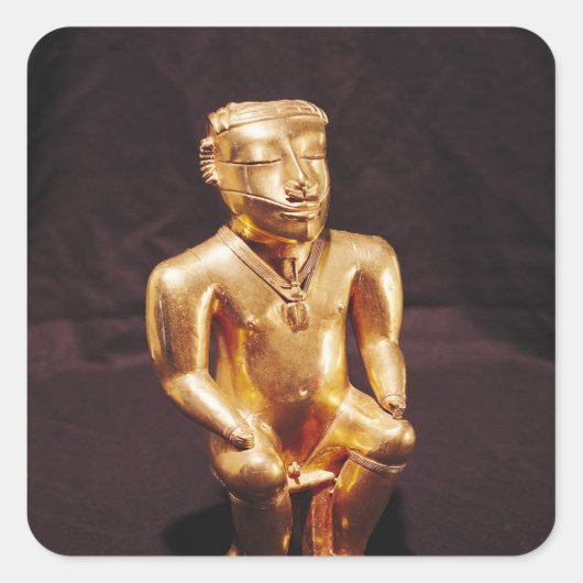 クインバヤ座った男の小像 スクエアシール (正面)