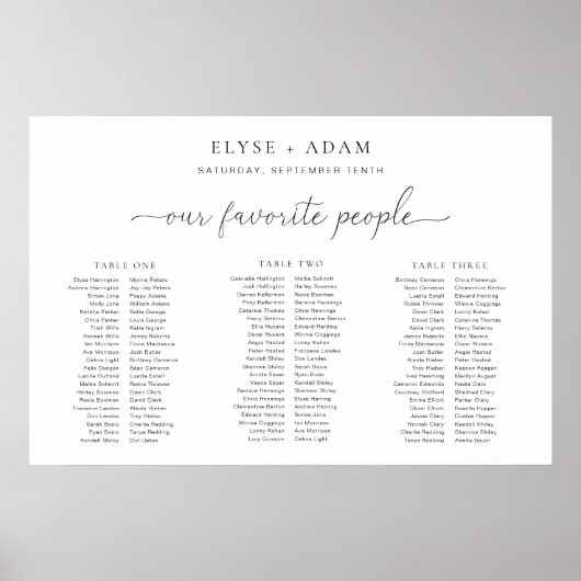 クインミニマル3バンケットテーブルプランフォームボード ポスター (正面)