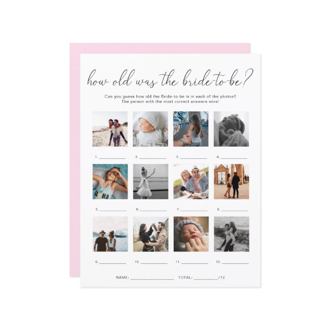 クイン何歳の新婦ゲーム写真ゲーム (正面/裏面インサイチュ)