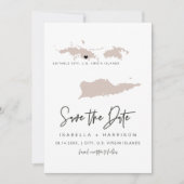 クイン米ヴァージン諸島赤面マップ日付を保存 招待状 (正面)