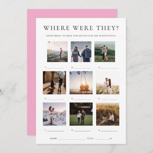 クイン どこでのバケーション フォト ゲーム 招待状 (正面/裏面)