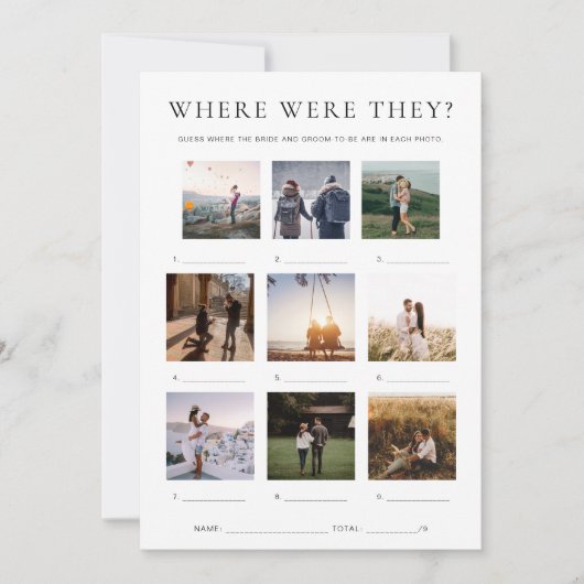 クイン どこで撮った？バケーション フォト ゲーム 招待状 (正面)