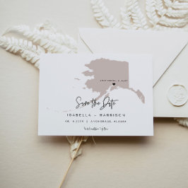 クイン – 可動ハート赤面アラスカ地図救日付 ポストカード