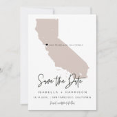 クイン |赤面カリフォルニアの地図Photo Save the Date 招待状 (正面)