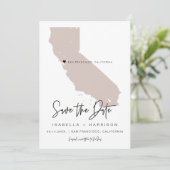 クイン |赤面カリフォルニアの地図Photo Save the Date 招待状 (スタンド正面)