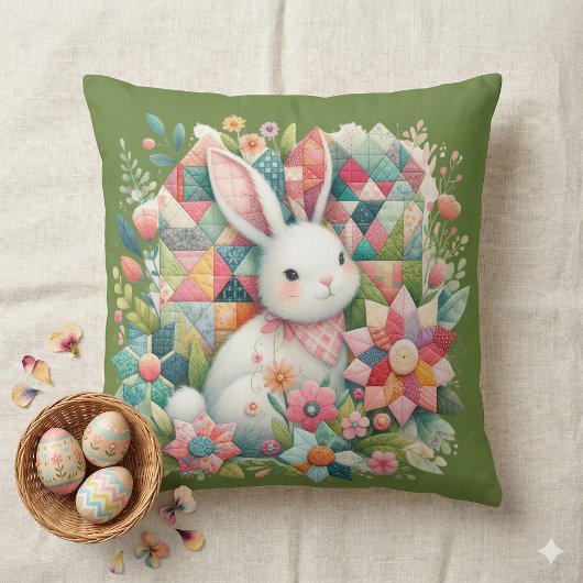 クイールトと花のウサギちゃん クッション